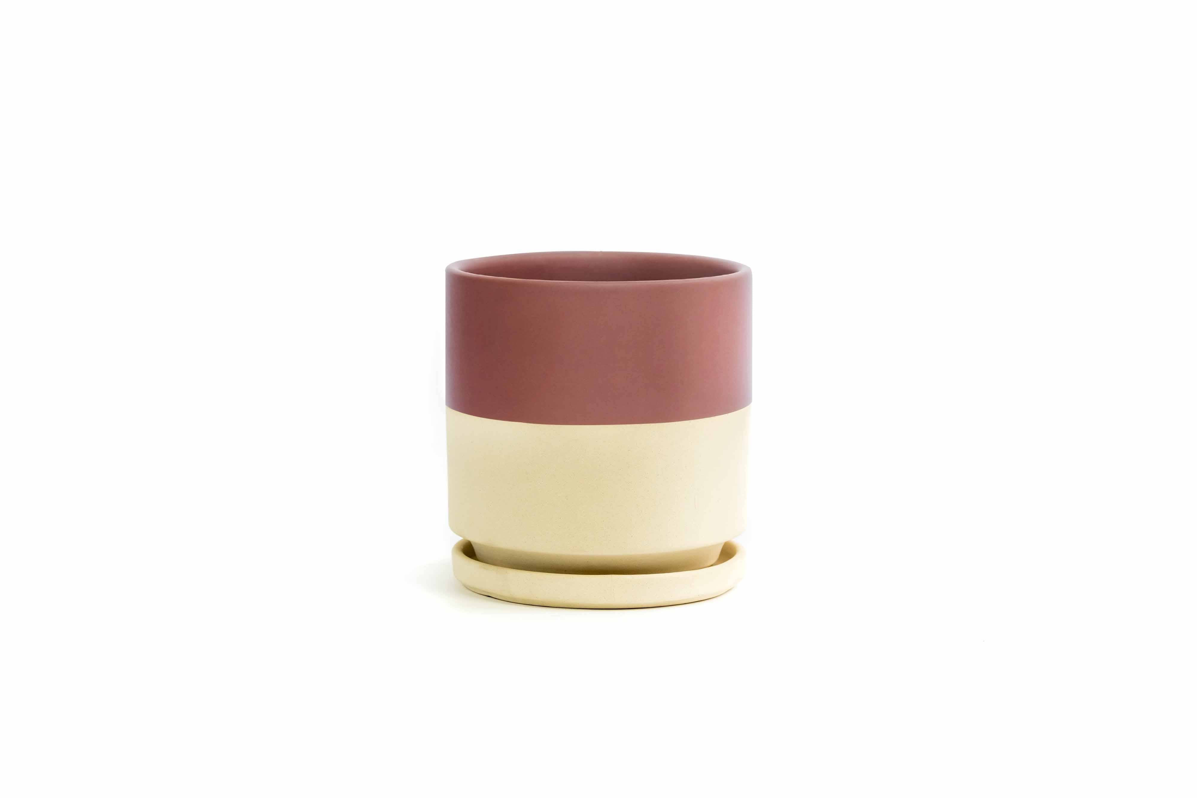 Momma Pots - 4.5" Gemstone Cylinder Pots with Water Saucers: White