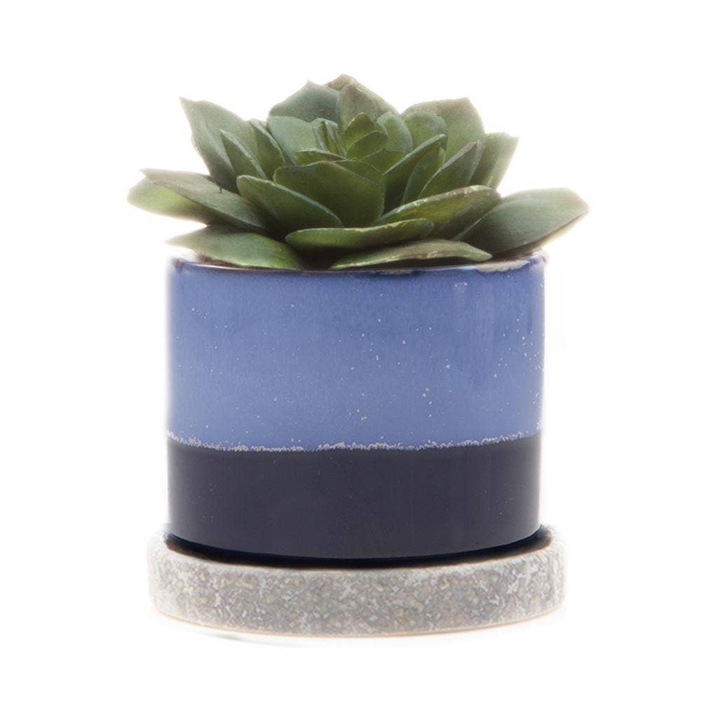 Chive - Minute Ceramic Plant Pots Indoor: Blue Layers / 5"
