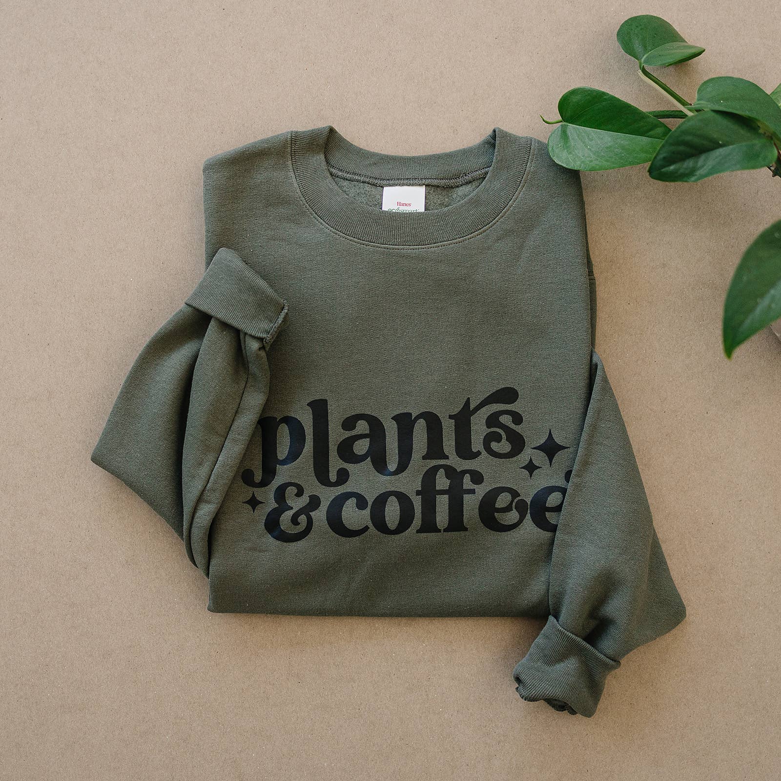 Packer Plant Co - Plants & Coffee Crewneck Sweatshirt: Fatigue Green / L