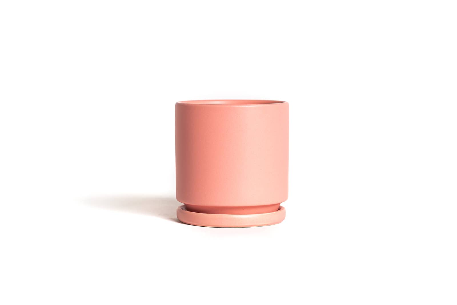 Momma Pots - 6.5" Gemstone Cylinder Pots with Water Saucers: Top Half Dusty Rose