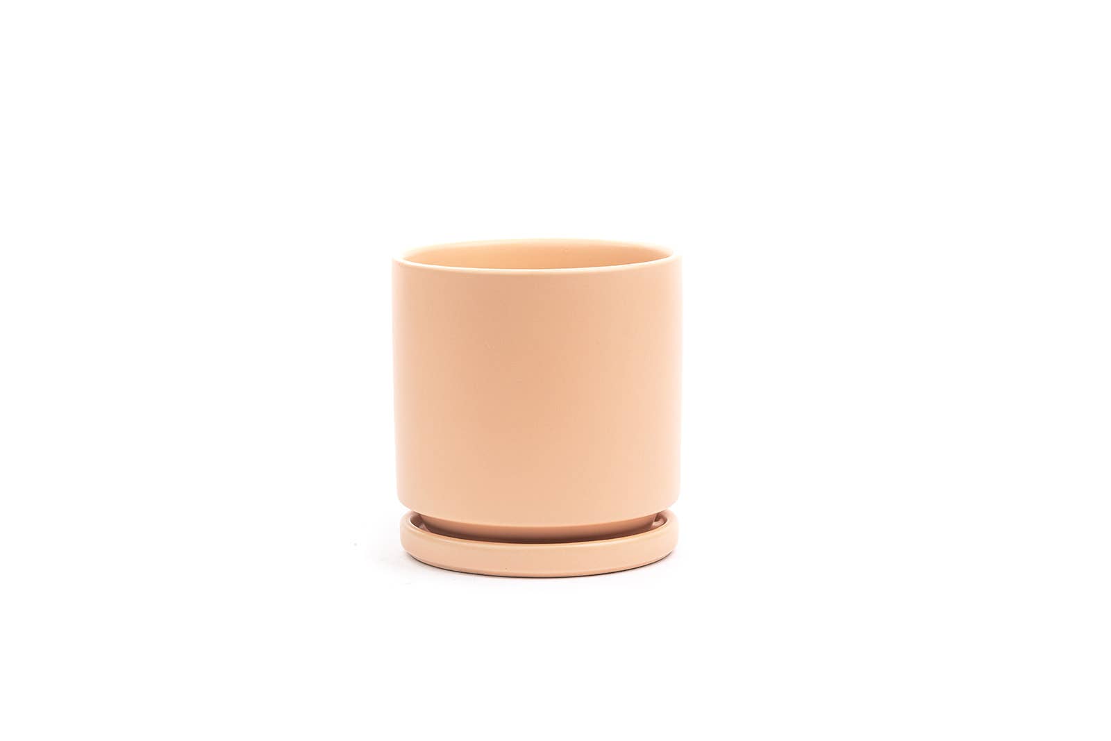 Momma Pots - 6.5" Gemstone Cylinder Pots with Water Saucers: Top Half Dusty Rose