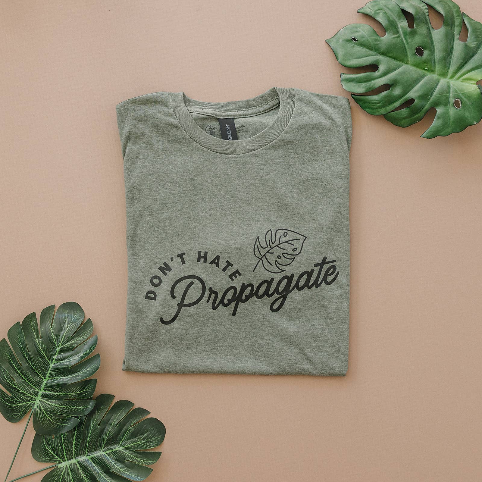 Packer Plant Co - "Don't Hate, Propagate" Plant Themed Graphic T-Shirt: XL / Heather Military Green