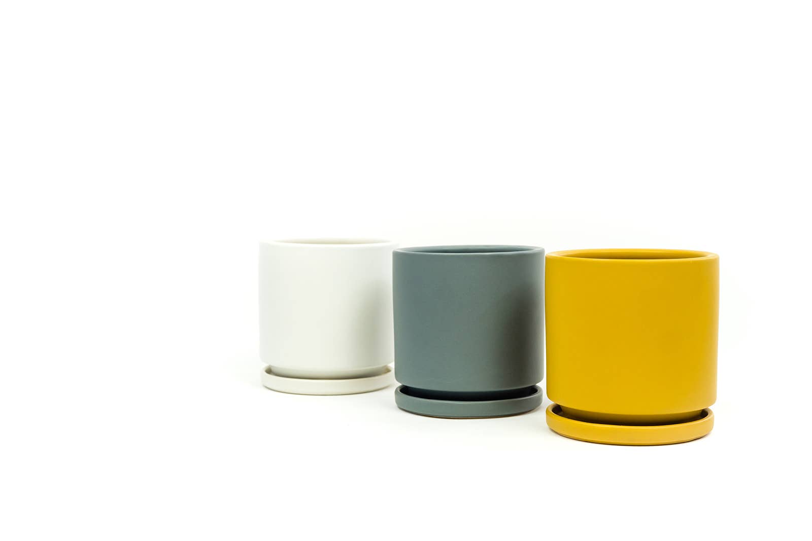 Momma Pots - 6.5" Gemstone Cylinder Pots with Water Saucers: Granite