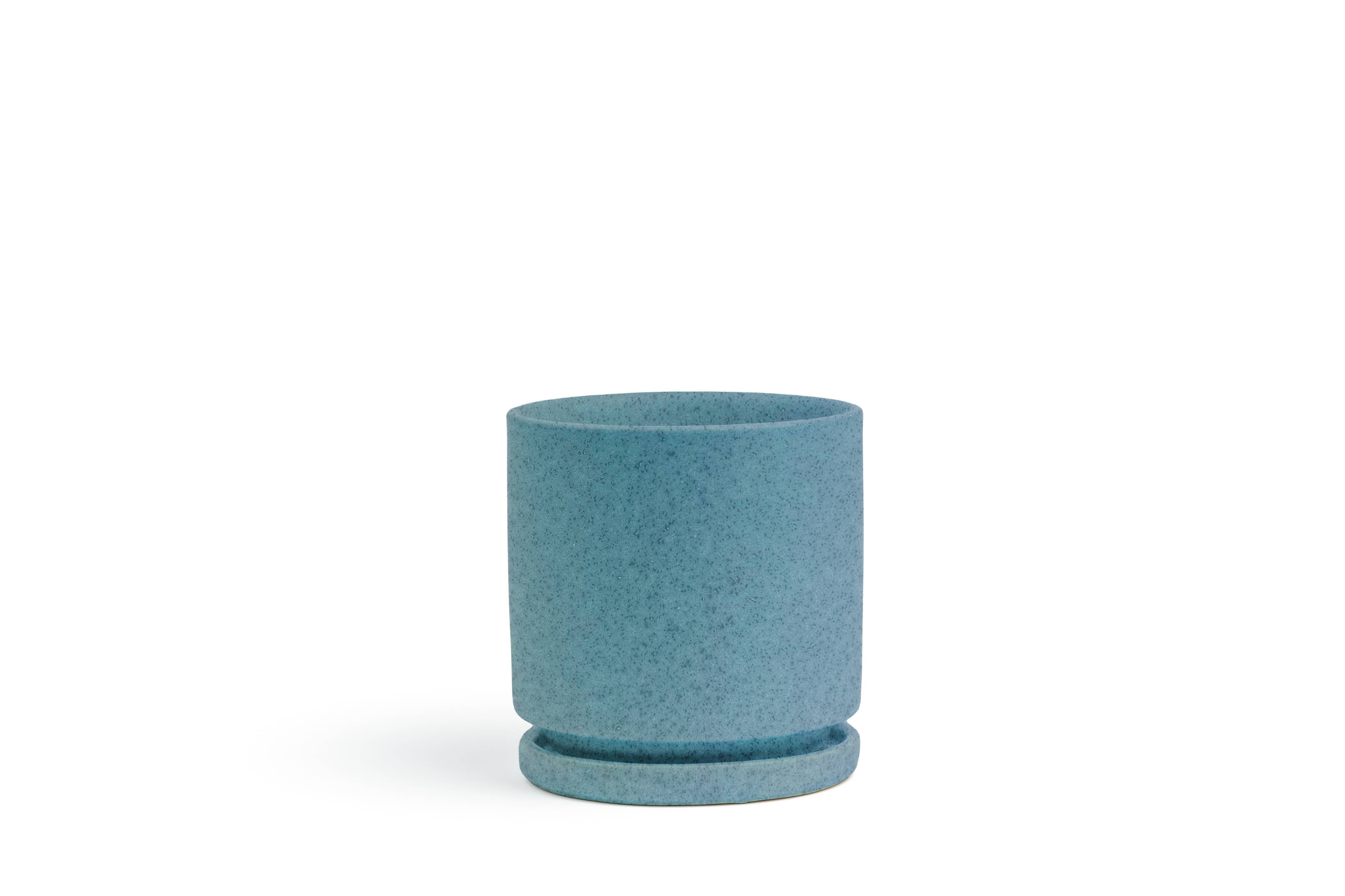 Momma Pots - 8.25" Gemstone Cylinder Pots with Water Saucers: Top Half Mustard