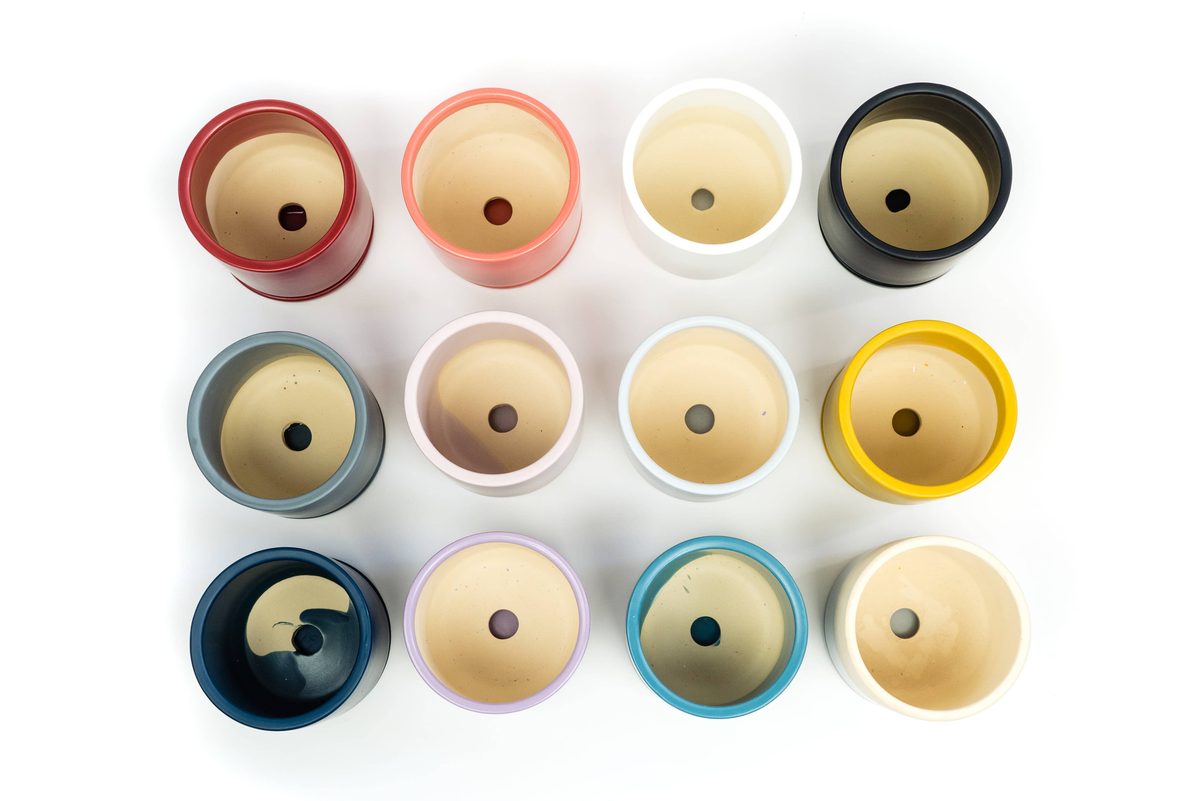 Momma Pots - 6.5" Gemstone Cylinder Pots with Water Saucers: Top Half Dusty Rose