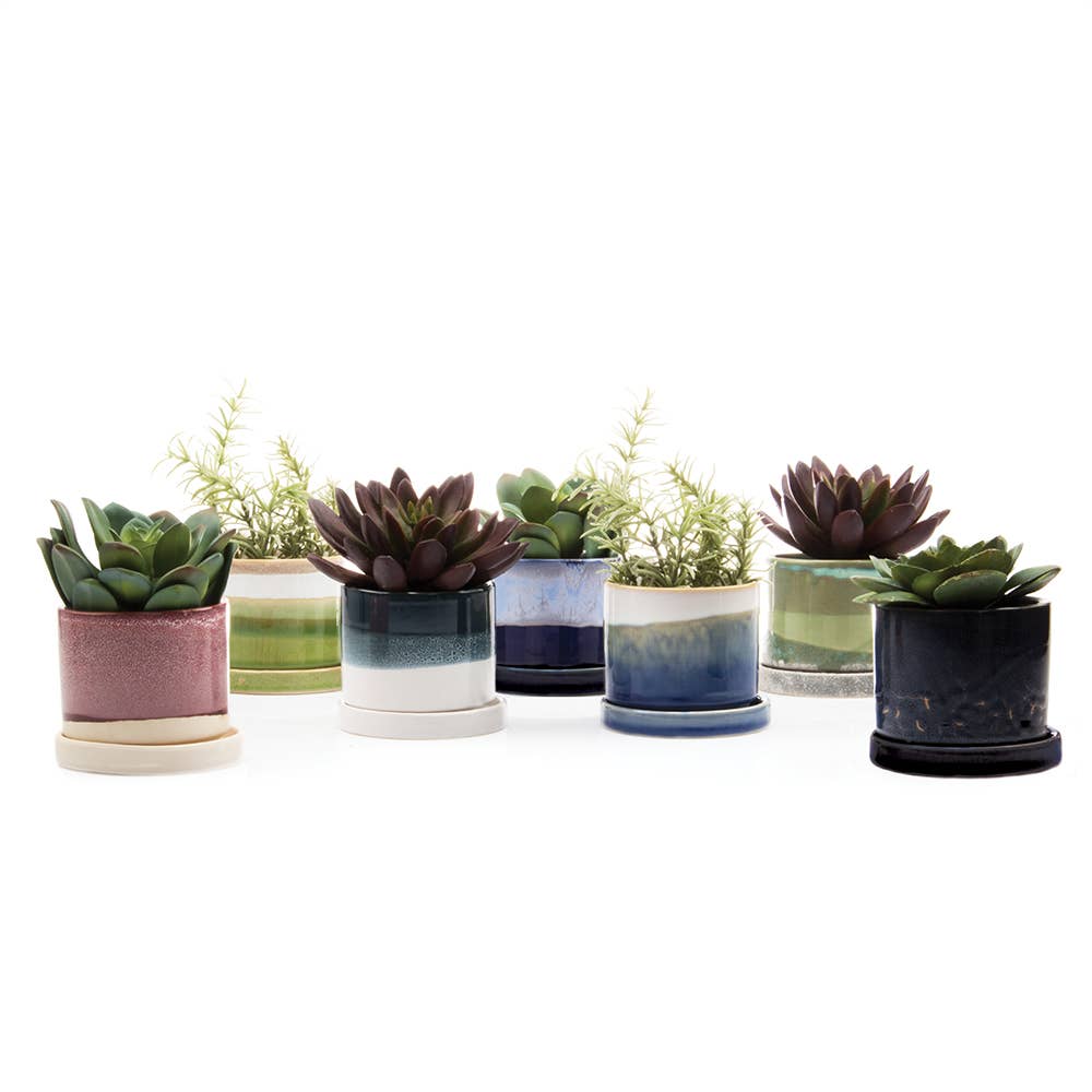Chive - Minute Ceramic Plant Pots Indoor: Burgundy / 3"